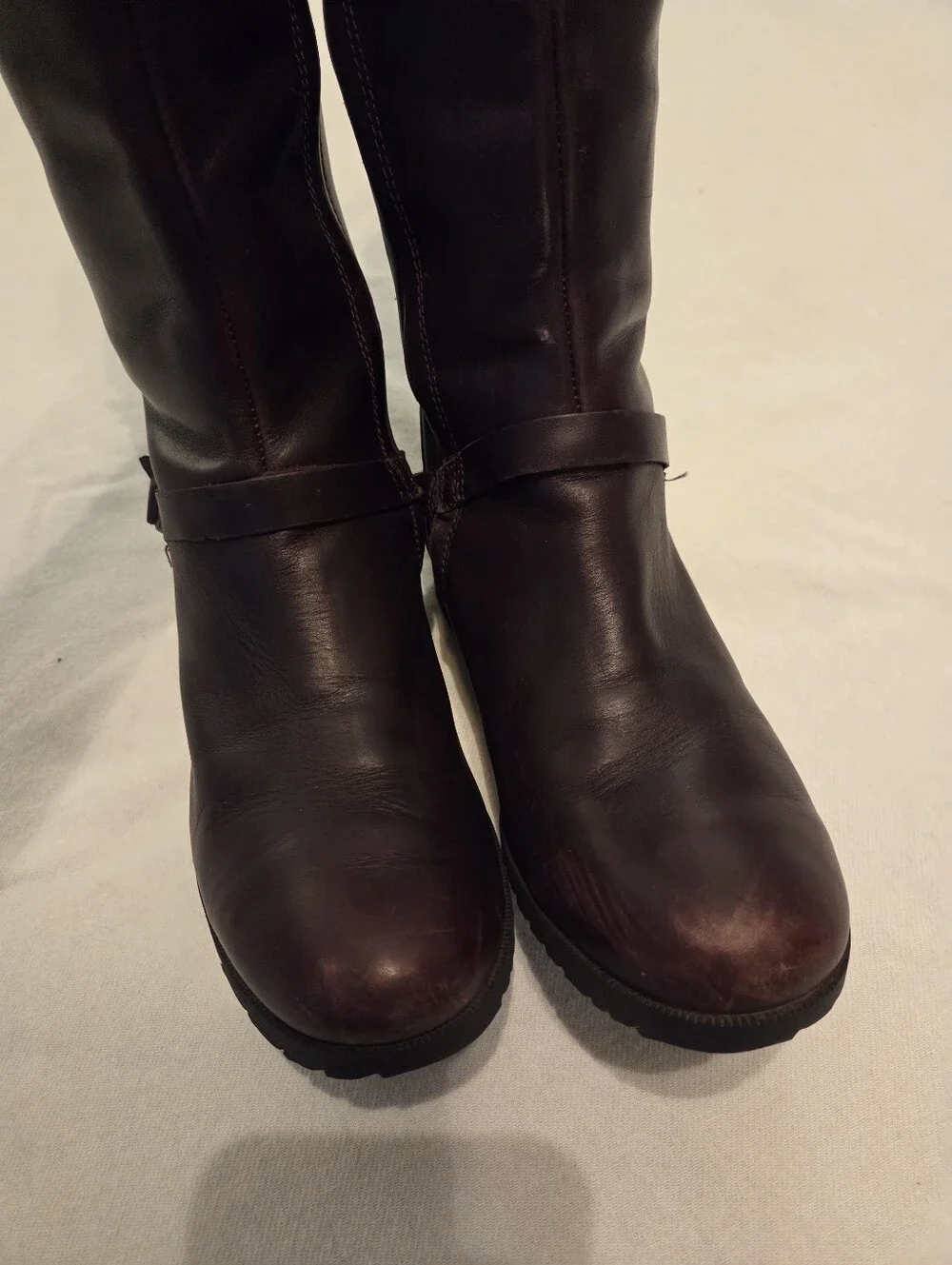 TEVA De La Vina Brown Leather Grey Canvas Tall Waterproof Gorpcore Riding Boots